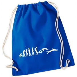 Evolution SCHWIMMEN ! Gymbag Rucksack Turnbeutel Tasche Backpack für Pausenhof, Schule, Sport, Urlaub