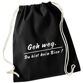 Geh weg - Du bist kein Bier ! Gymbag schwarz Rucksack Turnbeutel Tasche Backpack für Pausenhof, Schule, Sport, Urlaub