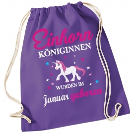 EINHORN KÖNIGINNEN WURDEN IM JANUAR GEBOREN ! Unicorn Gymbag Rucksack Turnbeutel Tasche  Pferde Ponys Mädchen Backpack für Reiterhof, Schule, Sport