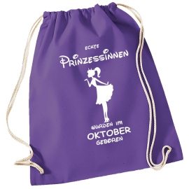 ECHTE PRINZESSINNEN WURDEN IM OKTOBER GEBOREN ! Unicorn Gymbag Rucksack Turnbeutel Tasche  Pferde Ponys Mädchen Backpack für Reiterhof, Schule, Sport