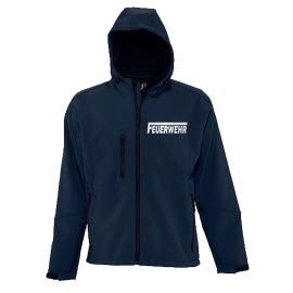 FEUERWEHR SOFTSHELL Jacke mit Kapuze für Herren, Damen, Kinder mit reflektierendem Druck vorne + hinten  S M L XL 2XL 3XL  FF BF