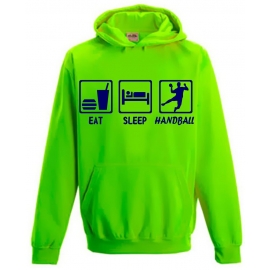 EAT SLEEP HANDBALL ! NEON KINDER SPORT HOODIES  Sweatshirt mit Kapuze- Neongelb, Neongrün, Neonpink, Neonorange Kinder Funktionsshirts Trikot für alle Sportarten 3 bis 14 Jahre