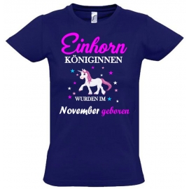 Einhorn Königinnen wurden im November geboren ! Unicorn Hoodie oder Shirt Kids Gr.116 128 140 152 164 cm Einschulung, erster Schultag, 1. Klasse, Kindergartenabschieds Shirt