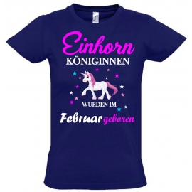 Einhorn Königinnen wurden im Februar geboren ! Unicorn Hoodie oder Shirt Kids Gr.116 128 140 152 164 cm Einschulung, erster Schultag, 1. Klasse, Kindergartenabschieds Shirt