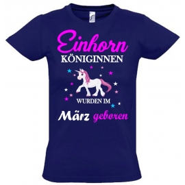 Einhorn Königinnen wurden im März geboren ! Unicorn Hoodie oder Shirt Kids Gr.116 128 140 152 164 cm Einschulung, erster Schultag, 1. Klasse, Kindergartenabschieds Shirt