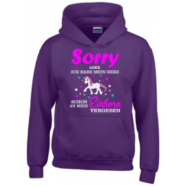 Sorry aber ich habe mein Herz schon an mein Einhorn vergeben ! - Einhorn Sterne Kids Gr.116 128 140 152 164 cm Einschulung, erster Schultag, 1. Klasse, Kindergartenabschieds Shirt
