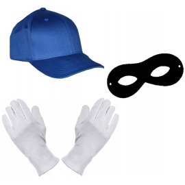 SET GANGSTER BANDE KOSTÜM - FASCHING - KARNEVAL - MÜTZE, MASKE + HANDSCHUHE