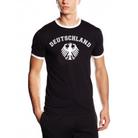 Deutschland T-Shirt mit DEINEM NAMEN + NUMMER Ringer Schwarz