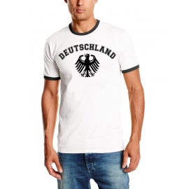 Deutschland T-Shirt mit DEINEM NAMEN + NUMMER Ringer weiss