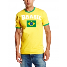 Brasilien T-Shirt mit DEINEM NAMEN + NUMMER Ringer gelb