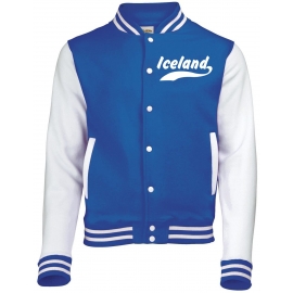 ICELAND Collegejacke BLAU ISLAND WM 2018 Fussball XS S M L XL XXL Druck vorne + hinten Erwachsene und Kinder