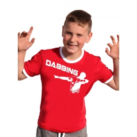 DABBING Kinder T-Shirt Ringer blau grün rot schwarz weiss Gr.128 140 152 164 176 cm