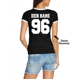 WM 2018 Fußball Shirt mit DEINEM NAMEN + NUMMER alle Nationen Damen T-Shirt Trikot S-XXL Deutschland England Frankreich Brasilien... alle 32 Länder