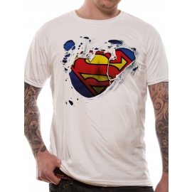 SUPERMAN TORN ORIGINAL T-Shirt  WEISS Grössen S M L XL 2XL