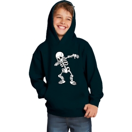 Dabbing Skelett schwarz oder dunkelblau Hoodie Sweatshirt mit Kapuze oder T-Shirt Gr. 116 128 140 152 164 cm