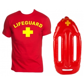 LIFEGUARD Kostüm Rettungsschwimmer Set T-Shirt, Hoodie, Schwimmboje, Badehose  ROT S M L XL XXL 3XL 4XL 5XL