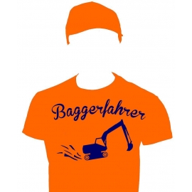BAGGERFAHRER Kostüm Bauarbeiter Set T-Shirt oder Sweatshirt, Cap Orange Kinderkostüm 104 116 128 140 152 164cm