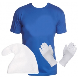 Blauer Zwerg Kostümset Zwergenmütze + Handschuhe + Shirt oder Sweatshirt Hoodie Gruppenkostüm Gr.S M L XL XXL 3XL 4XL 5XL