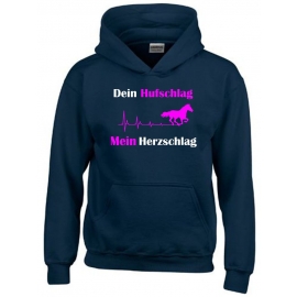 Dein Hufschlag - Mein Herzschlag ! Hoodie Sweatshirt mit Kapuze Gr. 116 128 140 152 164 cm Reiten Pferde