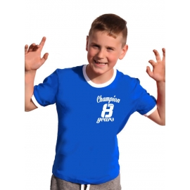 Champion 8 Jahre ! Geburtstags T-Shirt Ringer-blau Gr.140 cm