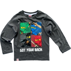 LEGO NINJAGO Jungen Ninja Langarm T-Shirt Original Grau 4 6 8 10 Jahre 104 116 128 140 cm