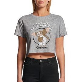 Gremlins ! Do not feed  original crops TOP CROP Damen T-Shirt  Grau kurz gschnitten S M L XL Friday Club Crop