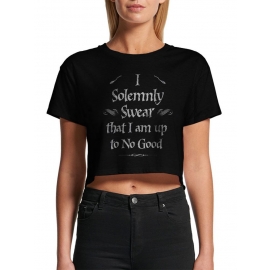 Harry Potter Solemnly Swear original crops TOP CROP Damen T-Shirt  Schwarz kurz gschnitten S M L XL Friday Club Crop