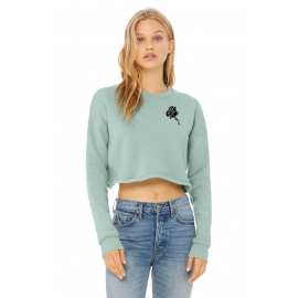 Schwarze Rose Bauchfrei Sweatshirt original crops TOP CROP Damen Sweater kurz geschnitten S M L XL Friday Club BSchwarze Roseck