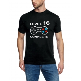 LEVEL 16 complete T-Shirt oder Hoodie Sweatshirt für Kinder 16 JAHRE Geburtstag Geschenk Gamer Konsole Gr. 152 164 cm oder Herren XS S M L XL