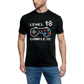 LEVEL 18 complete T-Shirt oder Hoodie Sweatshirt für Kinder 18 JAHRE Geburtstag Geschenk Gamer Konsole Gr. XS S M L XL XXL