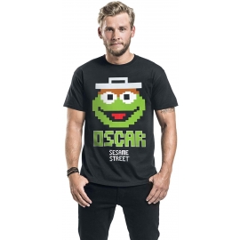 Sesamstraße Oscar 8 Bit T-Shirt schwarz S M L XL XXL Oskar in der Mülltonne