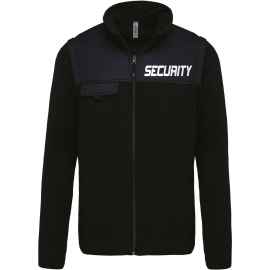 SECURITY - FLEECEJACKE - reflektierender Druck schwarz S M L XL XXL XXXL für den Sicherheitsdienst mit abnehmbaren Ärmeln als Weste Tactical Wear