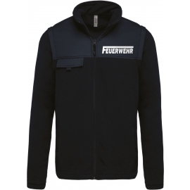 Feuerwehr - FLEECEJACKE - reflektierender Druck vorne Navy S M L XL XXL XXXL 4XL Freiwillige Feuerwehr FF BF THW mit abnehmbaren Ärmeln als Weste