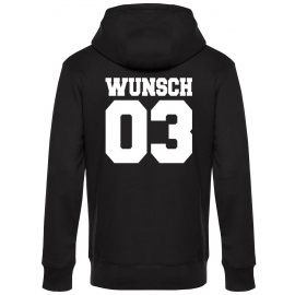 Partnerlook mit Wunschname & Wunschnummer Personalisierbar – Hoodie, Sweatshirt & Pullover für Pärchen, Familie & Freunde - Schwarz, Grau, Blau, Weiß, XS-5XL