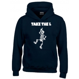 TAKE THE L DABBING Skelett schwarz oder dunkelblau Hoodie Sweatshirt mit Kapuze oder T-Shirt Gr. 116 128 140 152 164 cm