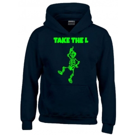 TAKE THE L DABBING Skelett Hoodie Sweatshirt mit Kapuze Gr. 116 128 140 152 164 cm Halloween
