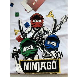 Lego Ninjago Kinder T-Shirt weisß LOGO All Jungen + Mädchen Gr. 104 116 128 140 Lego Wear original. Auf Wunsch mit Name des Kindes personalisiert.