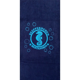 Seepferdchen Bestanden ! Kinder Handtuch Dunkelblau - Sky Schwimmen Lernen Schwimmunterricht 100x50 cm