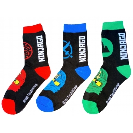 LEGO NINJAGO Socken Set 3 Paar Kindersocken Kinder Strümpfe für Jungen Ninja SCHWARZ Gr.27/30 31/34 35/38