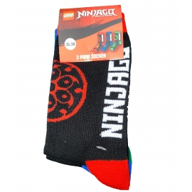 LEGO NINJAGO Socken Set 3 Paar Kindersocken Kinder Strümpfe für Jungen Ninja SCHWARZ Gr.27/30 31/34 35/38