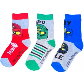 LEGO NINJAGO Socken Set 3 Paar Kindersocken Kinder Strümpfe für Jungen Ninja hellgrau