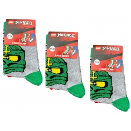 LEGO NINJAGO Socken Set 3 Paar Kindersocken Kinder Strümpfe für Jungen Ninja hellgrau