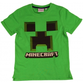 MINECRAFT T-SHIRT green LOGO Gr. 116 128 140 152 Jungen + Mädchen Kinder