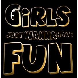 GIRLS just wanna have FUN girly T-SHIRT schwarz/gold S-XL