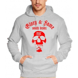 GLORY & FAME south bronx NYC hoodie hellgrau/rot