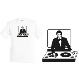 PLATTENSPIELER MIT DJ T-SHIRT  weiss