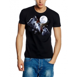 THREE MOON WOLF -T-SHIRT SHIRT 3MOONWOLF