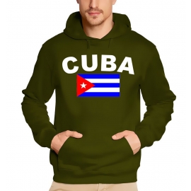 KUBA FLAGGE KAPUZZEN SWEATSHIRT OLIV CUBA