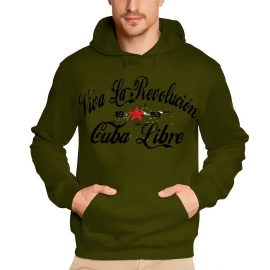 VIVA LA REVOLUTION oliv/schwarz  KAPUZEN SWEATSHIRT KUBA